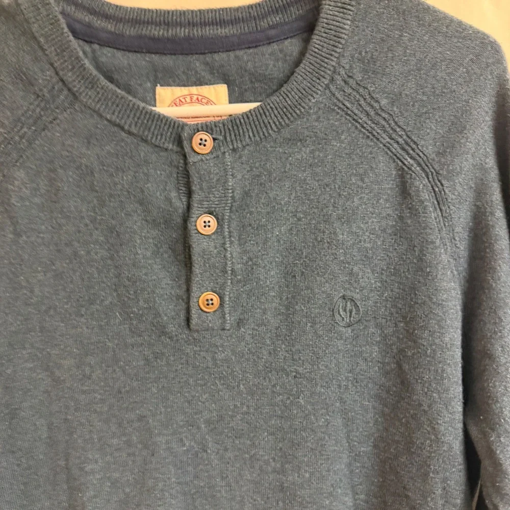 Fat Face Mens Pullover‎ Heathered Wool Blend Button Henley Shirt Sweater Core